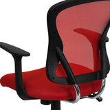 Mid-Back Red Mesh Swivel Task Office Chair with Chrome Base and Arms