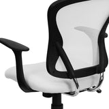Mid-Back White Mesh Swivel Task Office Chair with Chrome Base and Arms