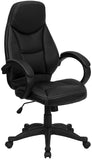 High Back Black LeatherSoft Contemporary Executive Swivel Ergonomic Office Chair with Curved Back and Loop Arms by Office Chairs PLUS