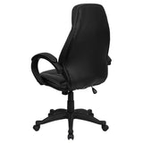 High Back Black LeatherSoft Contemporary Executive Swivel Ergonomic Office Chair with Curved Back and Loop Arms