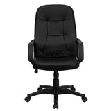 High Back Black Glove Vinyl Executive Swivel Office Chair with Arms