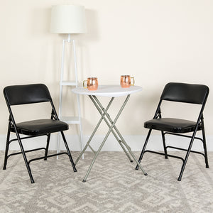 HERCULES Series Curved Triple Braced & Double Hinged Black Vinyl Metal Folding Chair by Office Chairs PLUS