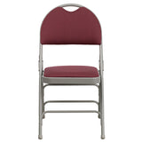 HERCULES Series Ultra-Premium Triple Braced Burgundy Fabric Metal Folding Chair with Easy-Carry Handle