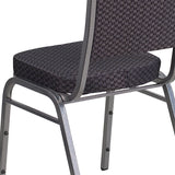 HERCULES Series Crown Back Stacking Banquet Chair in Black Patterned Fabric - Silver Vein Frame