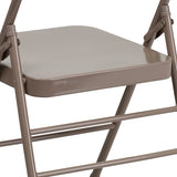HERCULES Series Triple Braced & Double Hinged Beige Metal Folding Chair