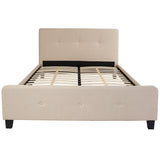 Tribeca Queen Size Tufted Upholstered Platform Bed in Beige Fabric
