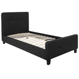 Tribeca Twin Size Tufted Upholstered Platform Bed in Black Fabric