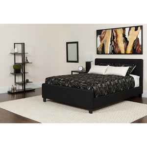 Tribeca King Size Tufted Upholstered Platform Bed in Black Fabric by Office Chairs PLUS