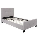 Tribeca Twin Size Tufted Upholstered Platform Bed in Light Gray Fabric
