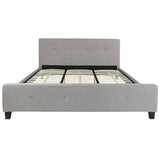 Tribeca King Size Tufted Upholstered Platform Bed in Light Gray Fabric