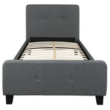 Tribeca Twin Size Tufted Upholstered Platform Bed in Dark Gray Fabric
