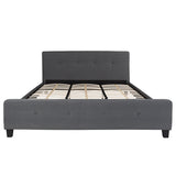 Tribeca King Size Tufted Upholstered Platform Bed in Dark Gray Fabric