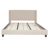 Riverdale King Size Tufted Upholstered Platform Bed in Beige Fabric