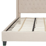Riverdale King Size Tufted Upholstered Platform Bed in Beige Fabric