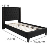 Riverdale Twin Size Tufted Upholstered Platform Bed in Black Fabric