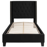 Riverdale Twin Size Tufted Upholstered Platform Bed in Black Fabric