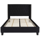 Riverdale Full Size Tufted Upholstered Platform Bed in Black Fabric