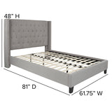 Riverdale Full Size Tufted Upholstered Platform Bed in Light Gray Fabric