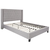 Riverdale Queen Size Tufted Upholstered Platform Bed in Light Gray Fabric