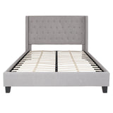 Riverdale Queen Size Tufted Upholstered Platform Bed in Light Gray Fabric