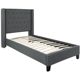 Riverdale Twin Size Tufted Upholstered Platform Bed in Dark Gray Fabric