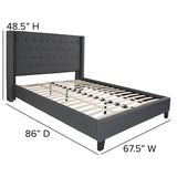 Riverdale Queen Size Tufted Upholstered Platform Bed in Dark Gray Fabric