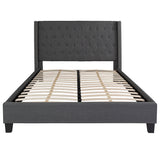 Riverdale Queen Size Tufted Upholstered Platform Bed in Dark Gray Fabric