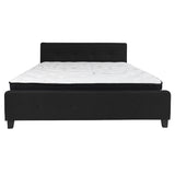 Tribeca King Size Tufted Upholstered Platform Bed in Black Fabric with Pocket Spring Mattress