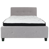 Tribeca Full Size Tufted Upholstered Platform Bed in Light Gray Fabric with Pocket Spring Mattress
