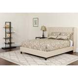 Riverdale Twin Size Tufted Upholstered Platform Bed in Beige Fabric with Pocket Spring Mattress by Office Chairs PLUS