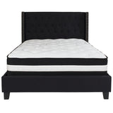 Riverdale Full Size Tufted Upholstered Platform Bed in Black Fabric with Pocket Spring Mattress