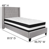 Riverdale Twin Size Tufted Upholstered Platform Bed in Light Gray Fabric with Pocket Spring Mattress