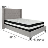 Riverdale Full Size Tufted Upholstered Platform Bed in Light Gray Fabric with Pocket Spring Mattress