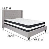 Riverdale Queen Size Tufted Upholstered Platform Bed in Light Gray Fabric with Pocket Spring Mattress