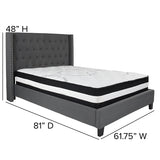 Riverdale Full Size Tufted Upholstered Platform Bed in Dark Gray Fabric with Pocket Spring Mattress