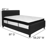 Tribeca Full Size Tufted Upholstered Platform Bed in Black Fabric with Memory Foam Mattress