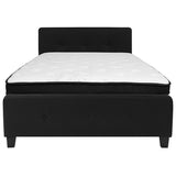 Tribeca Full Size Tufted Upholstered Platform Bed in Black Fabric with Memory Foam Mattress