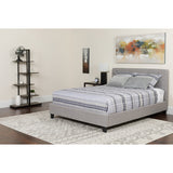 Tribeca Twin Size Tufted Upholstered Platform Bed in Light Gray Fabric with Memory Foam Mattress by Office Chairs PLUS