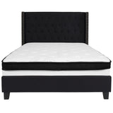 Riverdale Full Size Tufted Upholstered Platform Bed in Black Fabric with Memory Foam Mattress