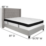 Riverdale Full Size Tufted Upholstered Platform Bed in Light Gray Fabric with Memory Foam Mattress