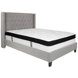 Riverdale Full Size Tufted Upholstered Platform Bed in Light Gray Fabric with Memory Foam Mattress