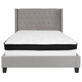 Riverdale Full Size Tufted Upholstered Platform Bed in Light Gray Fabric with Memory Foam Mattress