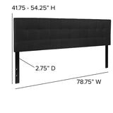 Bedford Tufted Upholstered King Size Headboard in Black Fabric