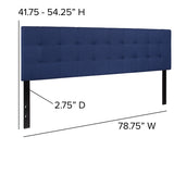 Bedford Tufted Upholstered King Size Headboard in Navy Fabric