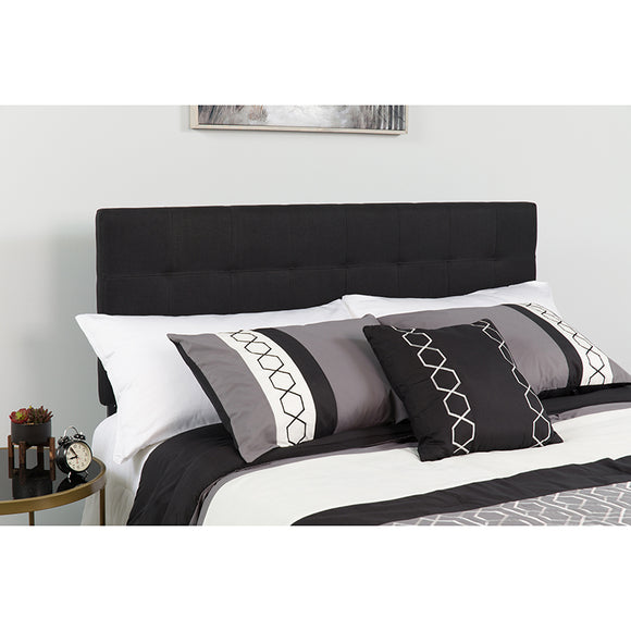 Bedford Tufted Upholstered Queen Size Headboard in Black Fabric by Office Chairs PLUS