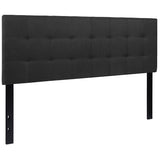 Bedford Tufted Upholstered Queen Size Headboard in Black Fabric