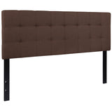 Bedford Tufted Upholstered Queen Size Headboard in Dark Brown Fabric