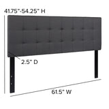 Bedford Tufted Upholstered Queen Size Headboard in Dark Gray Fabric