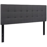 Bedford Tufted Upholstered Queen Size Headboard in Dark Gray Fabric