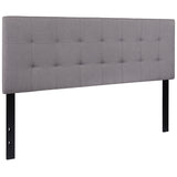 Bedford Tufted Upholstered Queen Size Headboard in Light Gray Fabric